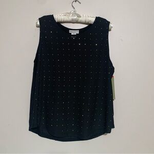 Rebecca Malone Black Tank Top with Stud Accents